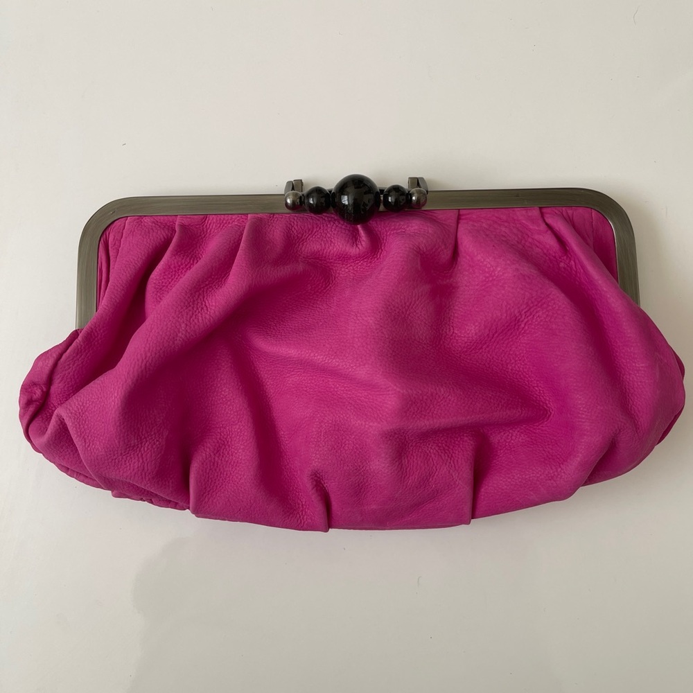Elegant Leather Reversible Black and Pink | Yellow Women's Clutch